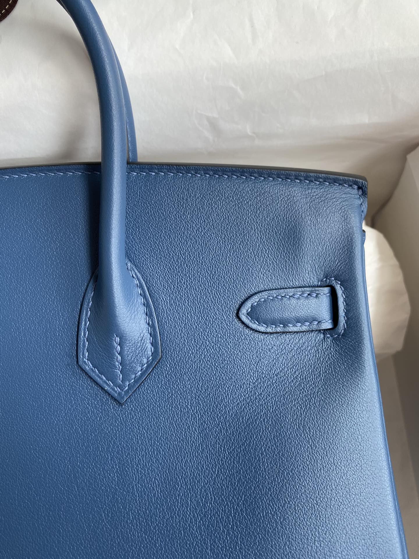 Hermes Birkin 30CM Swift Leather Handbag Blue